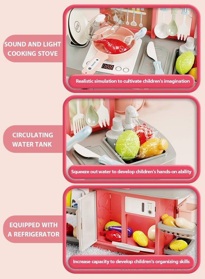 Poxvalzor Children's Kitchen,38pcs Children's Kitchen kitchen toys,Toys with lighting, music, kitchen table itchen set,toysandgames pretend-play kitchentoys,Kitchen Accessories Toys household toys,kitchen playsets,toddler-and-preschoolers toys Children Role Play Cookware Indoor DIY Kitchen Toy Sets Kids Real Cooking Set Vegetables Can Produce Water Girl's and Boy Game - Image 3